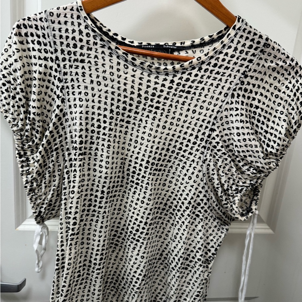 Proenza Schouler Black and White Text Print Tee